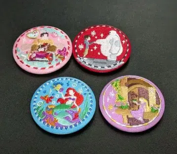 디즈니 자수 캔뱃지 4개 세트 라푼젤 아리엘