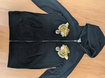 레어 코어 파이터 블랙 호랑이 자수 후드티