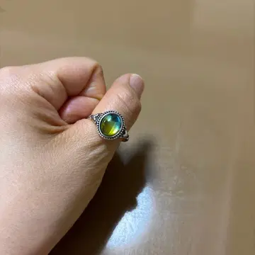 청록색 카보숑 실버 반지