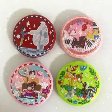 디즈니 자수 캔뱃지 2 베이맥스 슈가 러쉬 밤비 외