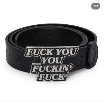 블랙 가죽 벨트 메시지 버클