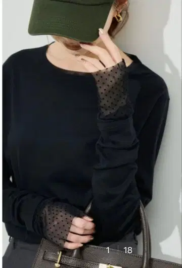 슬로브 이에나 레이어드 플로키 도트 슬리브 롱TEE