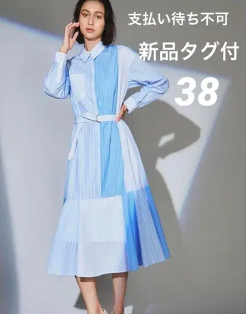 새상품 [그레이스 콘티넨탈] 패치워크 셔츠 원피스 38