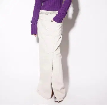 DRIES VAN NOTEN 17SS 화이트 데님 롱 스커트