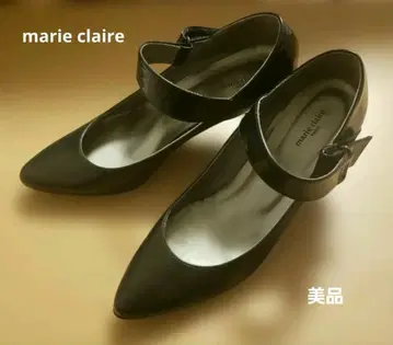 마리끌레르 블랙 하이힐 7cm 앵클 스트랩 천연 가죽 24.0EE