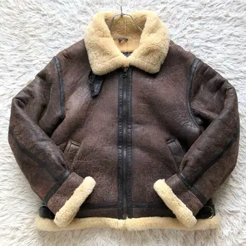 [ 레어 L 리얼 무스탕 ] 플라이트 자켓 브라운 B-3 보아 빈티지