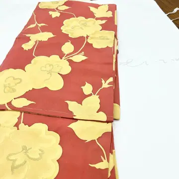 순수 실크 이중 기모노 코몬, 바탕 무늬 꽃 무늬 넓은 카라
