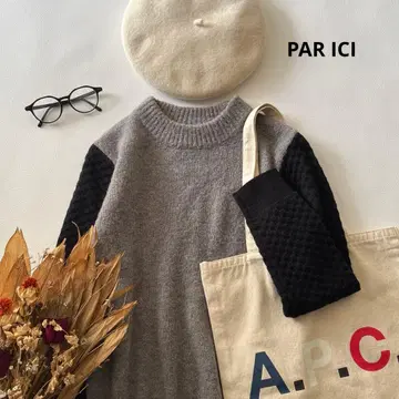 b1849* PAR ICI 바이컬러 알파카 울 니트 풀오버