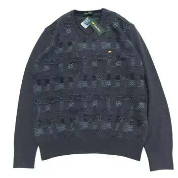 [ 미사용 ] Golden Bear 다크 블루 체크 무늬 니트 스웨터