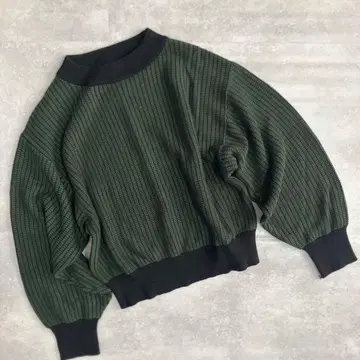 새상품급 칼리타 KHALITA 니트탑 그린 x 블랙 L 빅 올 패턴