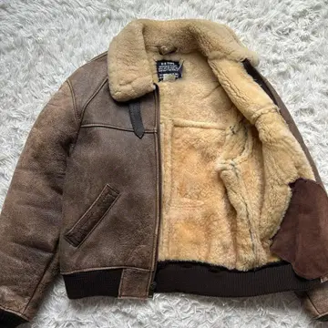 새상품급 쇼트 B-6 무스탕 플라이트 자켓 USA제 L 상당 가죽