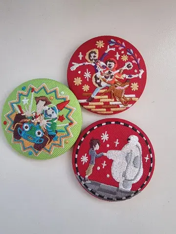 디즈니 자수 캔뱃지 3개 세트