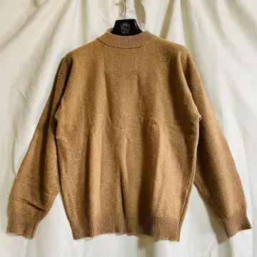 레어!! 올드 유니클로 울 100% 베이지 니트 모크넥 M 새상품급