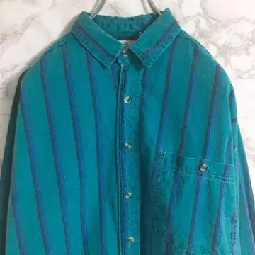 [레어 컬러] 밴휴슨 스트라이프 셔츠 청록색 L