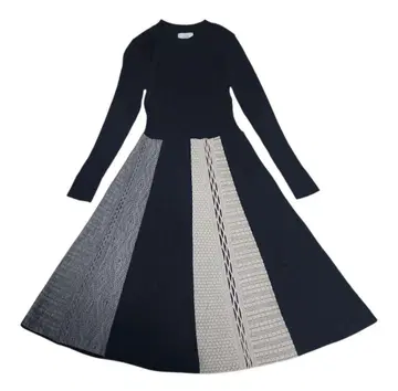 부숑 니트 플레어 원피스 네이비 M