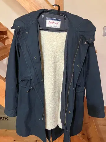 네이비 모즈 코트 후드 부착