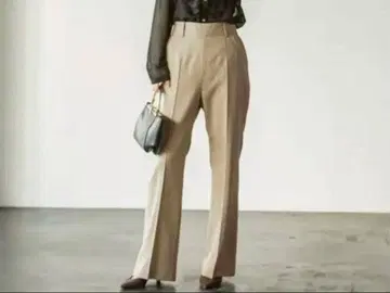 택 포함 노블 울 팬츠 하이웨스트 팬츠 베이지 팬츠