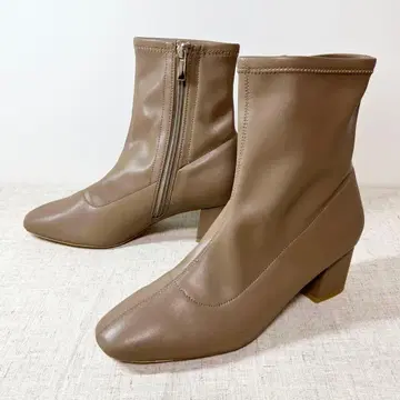 미사용급 Le Talon 탈론 숏부츠 스퀘어토 사이드 지퍼