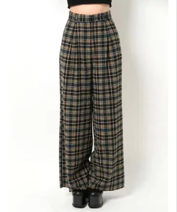 EMODA 울 블렌드 와이드 팬츠 라이트 믹스 체크