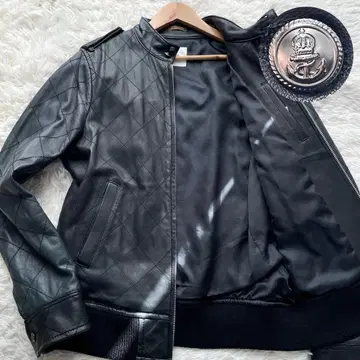 유일무이 다케오 키쿠치 라이더 자켓 양가죽 은색 버튼 바이컬러 L