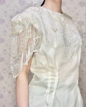 유럽/미국 구매 빈티지 주트 비즈 탑