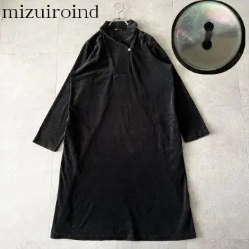 컨디션 최상 미즈이로 인드 숄카라 벨로아 원피스 F 다크 그린