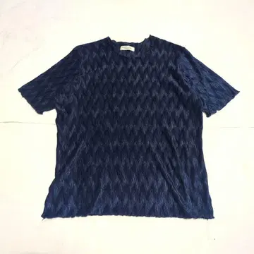 모드 스타일 반팔 상의 여성용 프릴 가공 네이비