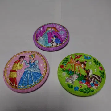 디즈니 프린세스 자수 핀 배지 3종 세트