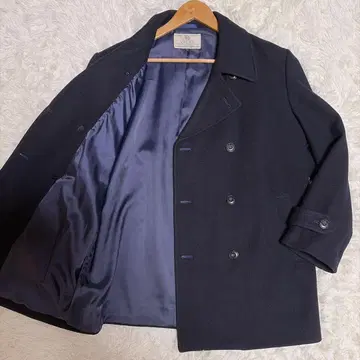 [울 100%] YACHT 피 코트 남성용 네이비 L