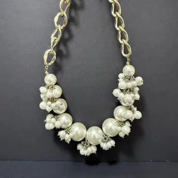 모조 진주 목걸이 골드 금장 장식