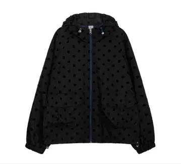 oheshio 도트 프릴 후드 윈드브레이커 점퍼