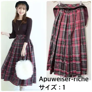 Apuweiser-riche 새시 벨트 포함 타프타 개더 스커트