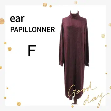 이아파피요네 니트 원피스 F 빨간색 와인 터틀넥 긴팔 롱 원피스