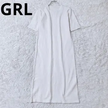 그레일 반팔 니트 원피스 롱 기장 심플 무지 아이보리