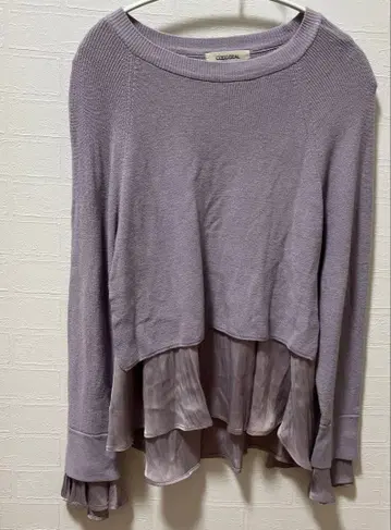 COCO DEAL 레이어드 디자인 니트 상의 긴팔 라벤더