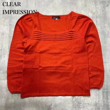 클리어 임프레션 [ M ] 니트 티셔츠 스퀘어넥 퍼프 슬리브