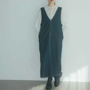 2025 SS 스튜디오 클립 데님 지퍼 오버롤 스커트