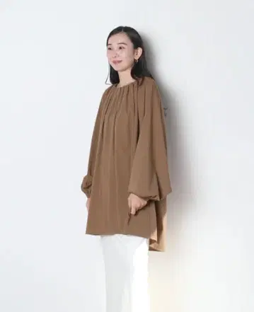 meri 미일리 개더 튜닉 블라우스 브라운 새상품