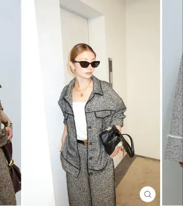 그레이 트위드 테일러드 자켓 M 이아무알파