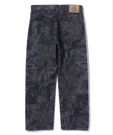 그래픽 프린트 데님 와이드 팬츠