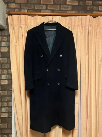 네이비 더블 브레스트 코트