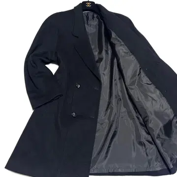 [ 새상품급 ] 택 포함 울 90% A라인 더블 브레스트 롱 코트 블랙