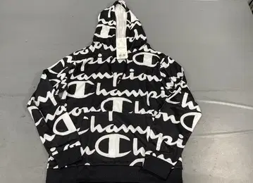 Champion 챔피온 올 패턴 로고 후드티 L 블랙 택 포함 미사용