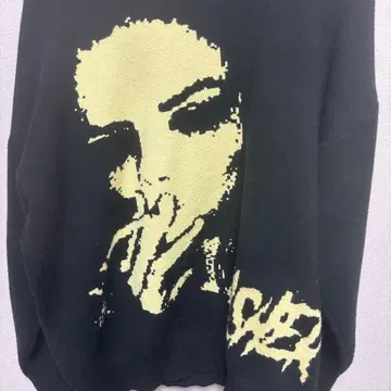 그래픽 니트 스웨터 M 블랙