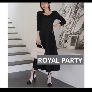 ROYALPARTY 파워숄더 니트 플레어 원피스 여성용
