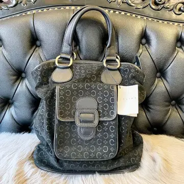 [새상품급] 스웨이드 핸드백 마카담 무늬 블랙