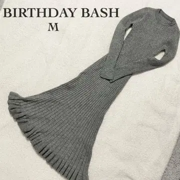 [ 새상품급 ] 버스데이배쉬 롱 니트 원피스 리브 니트 프릴 미라인