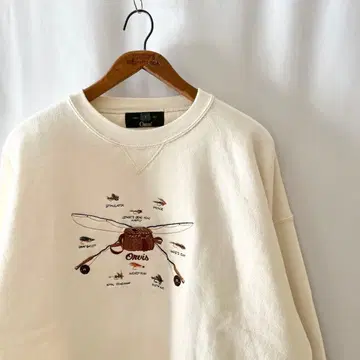 80s 90s ORVIS 낚시 도구 자수 맨투맨 빈티지 털바늘 털낚시바늘