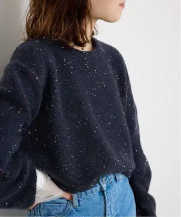 새상품급 SLOBE IENA flower 스팽글 풀오버 네이비