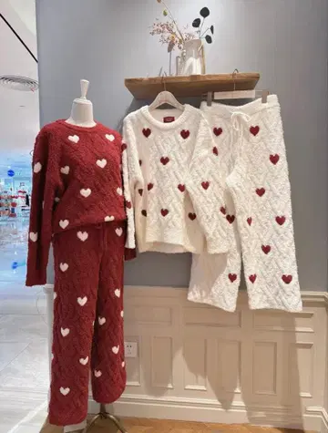 상하의 세트 젤라피케풍 하트 아란 풀오버